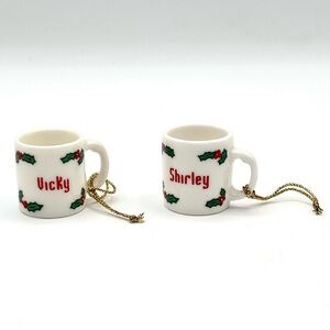 Ganz Miniature Christmas Mug / Cup Ornaments - Set of 2